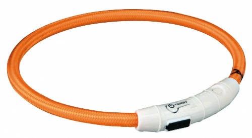 Trixie 12705 Világító nyakörv gyűrű USB-ről tölthető, narancs L-XL