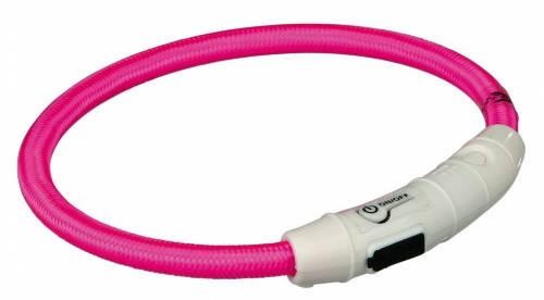 Trixie 12708 Világító nyakörv gyűrű USB-ről tölthető, pink L-XL