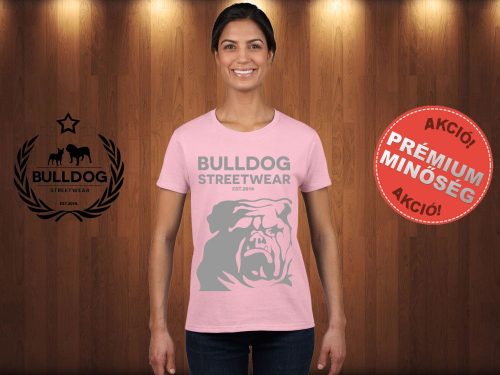 Bulldog Streetwear Női Póló - Rózsaszín M Méret - BSW Est.2014. angol bulldog mintával 