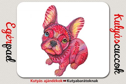 Bulldogos Egérpad - Bulldog Art piros grafikával