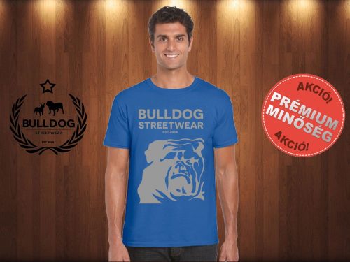 Bulldog Streetwear Férfi Póló - Égkék L Méret - Bulldog Streetwear Est.2014. mintával 