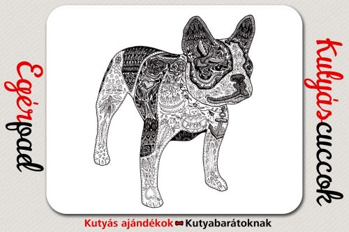 Bulldogos Egérpad - Bulldog Art fekete grafikával