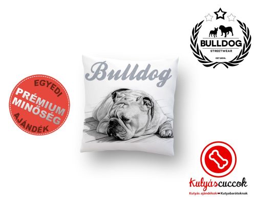 Párna Bulldog Angol Bulldog Fekete-fehér rajz 35x35cm