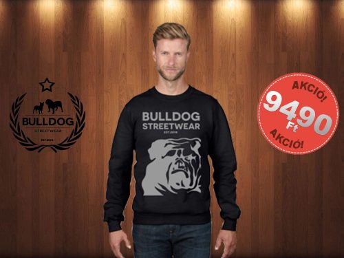 Bulldog Streetwear Férfi pulóver - Fekete - Bulldog Steetwear Est.2014. bulldog mintával 