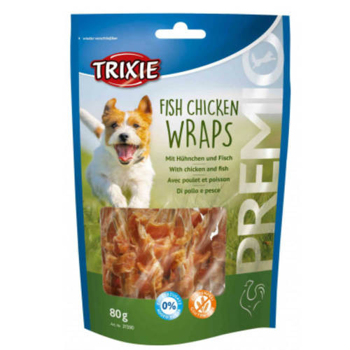 trixie 31590 Premio Fish Chicken Wraps, 80g