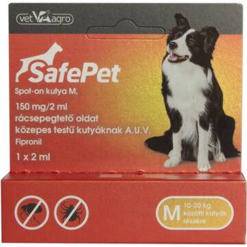 SafePet 150 mg/2 ml spot on kutyáknak bolha és kullancs ellen M 10-20 kg 1x