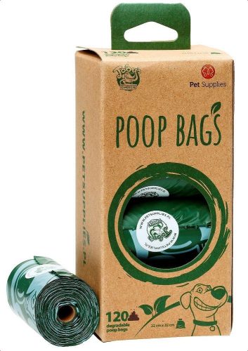 Környezetbarát, Lebomló Tobys Eco Poop Bags Lebomló Ürülék Felszedő Zacskó 8 tekercs/120 darab Kutyaürülék/Kutyapiszok/Kutyakakizacsi
