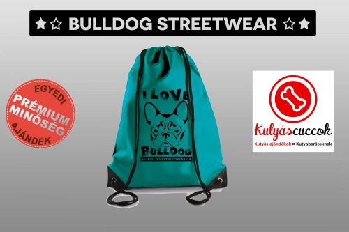 Tornazsák színes- Bulldog Streetwear I Love Bulldog francia bulldogos mintával