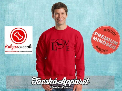 Tacskós Férfi környakas pulóver - Tacskó My Love mintával Több színben