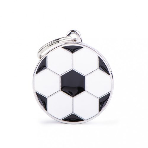 Gravírozható Biléta - Kör alakú Soccer Focis - Egyedi Biléta Dog ID - Charm Collection