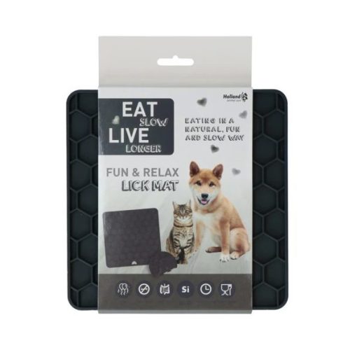  EAT SLOW LIVE LONGER Fun & Relax Lick Mat Szürke  23 x 19 cm - közepes és nagyobb testű kutyák részére