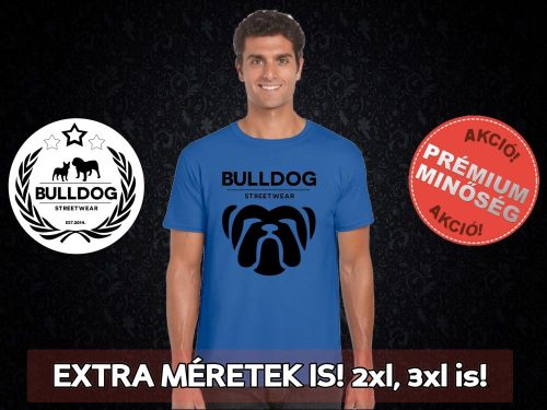 Bulldog Streetwear Férfi Póló - Big Bull mintával Extra méretben is! 2XL, 3XL is! Szín: Neon Blue