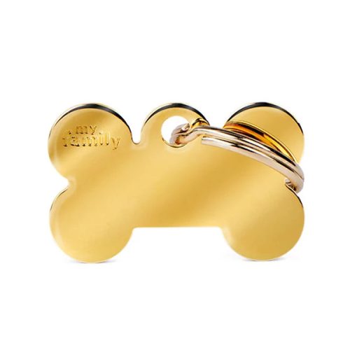 Gravírozható Biléta - Csont formájú Gold Aranyozott - Egyedi Biléta Dog ID