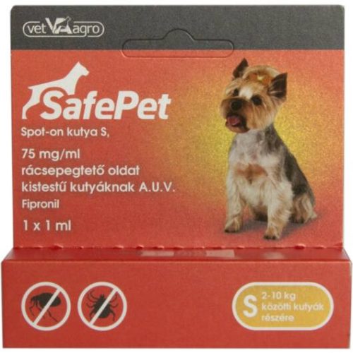 SafePet 75 mg/1 ml spot on kutyáknak bolha és kullancs ellen S 2-10 kg 1x
