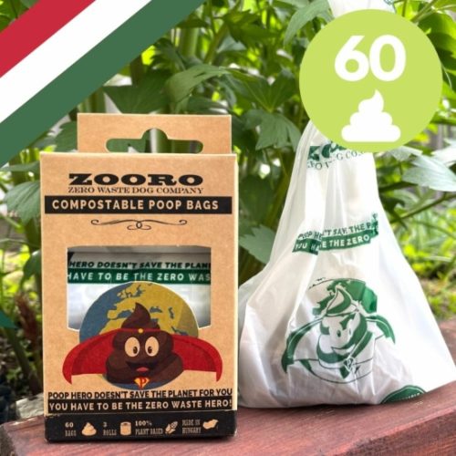 Zooro PoopHero lebomló kakizacskó, 60 db-os kiszerelés Környezetbarát Kutyaürülék/Kutyapiszok/Kutyakakizacsi