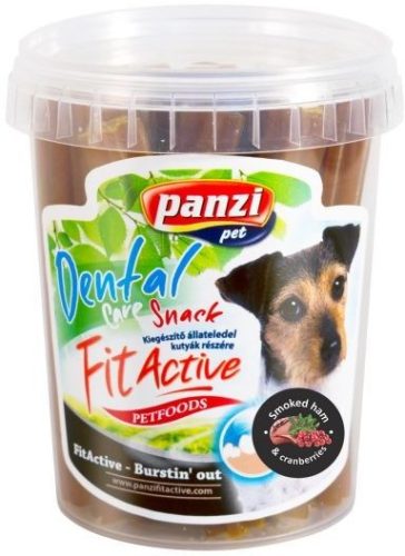 FitActive füstölt sonkás és vörösáfonyás dentastix rudak kutyáknak - 350 grammos vödör