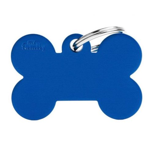 Gravírozható Biléta - Csont formájú Kék színben  - Egyedi Biléta Dog ID
