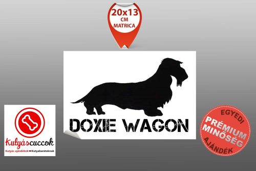 Autós Matrica Tacskós - Tacskó Doxie Wagon Nagy Minta  Több méretben