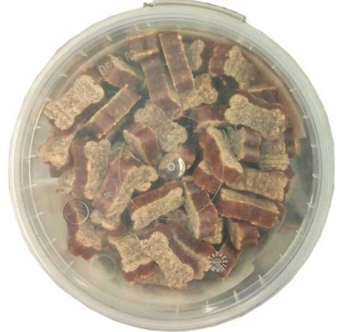 FitActive Meaty Snacks bárány- és marhahúsos csont alakú jutalomfalatkák kutyáknak - 350 grammos vödör