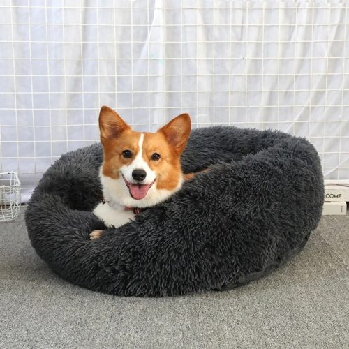 Soft Dog Bed - Plüss kutya fekhely extra puha Sötétszürke