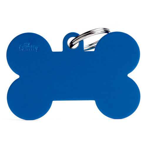 Gravírozható Biléta - Csont formájú Extra Nagy méret XL Kék színben  - Egyedi Biléta Dog ID