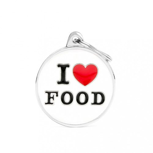 Gravírozható Biléta - Kör alakú I Love Food - Egyedi Biléta Dog ID - Charm Collection