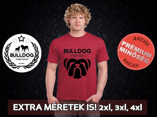 Bulldog Streetwear Férfi Póló - Big Bull mintával Extra méretben is! 2XL, 3XL, 4XL is! Szín: Heather Cardinal