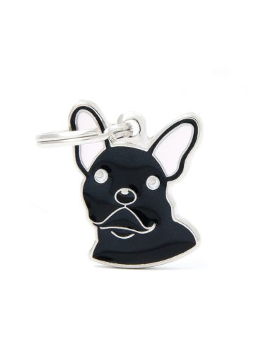Gravírozható Biléta - Francia Bulldog Fekete - Egyedi Biléta Dog ID - Friends Collection