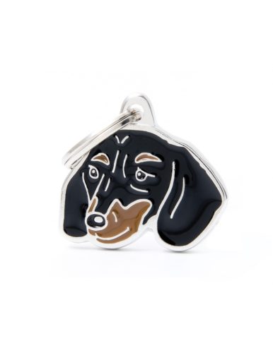 Gravírozható Biléta - Tacskó Fekete-Barna - Egyedi Biléta Dog ID - Friends Collection