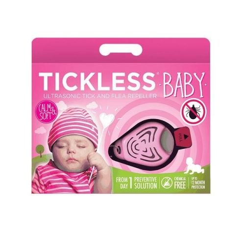 Vegyszermentes ultrahangos kullancs- és bolhariasztó emberi használatra, TICKLESS BABY - pink