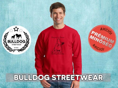 Bulldog Streetwear Férfi környakas pulóver - BSW Bonjour la France mintával Több színben