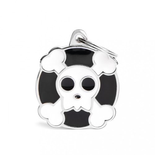 Gravírozható Biléta - Kör alakú Big Skull Nagy Koponyás - Egyedi Biléta Dog ID - Charm Collection