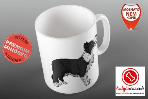 Bögre - Border Collie rajzolt grafikával